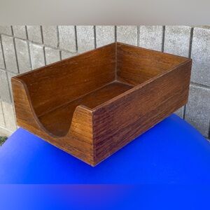 Mid Century Vintage Carver Finger Jointed Solid Oak Desk File Box